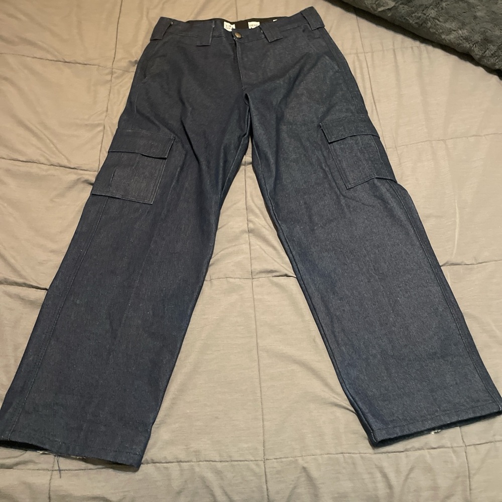 Fb county cargo demin jeans size 34/32 worn couple of times ripped a bit.